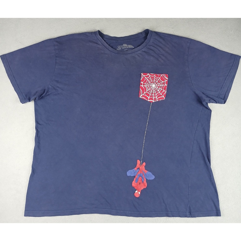 Marvel Spider-Man T-Shirt Mens XL Loot Crate Pocket Graphic Navy Blue Tee